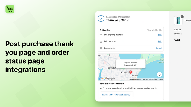 Purchase thank you page and order status page integrations