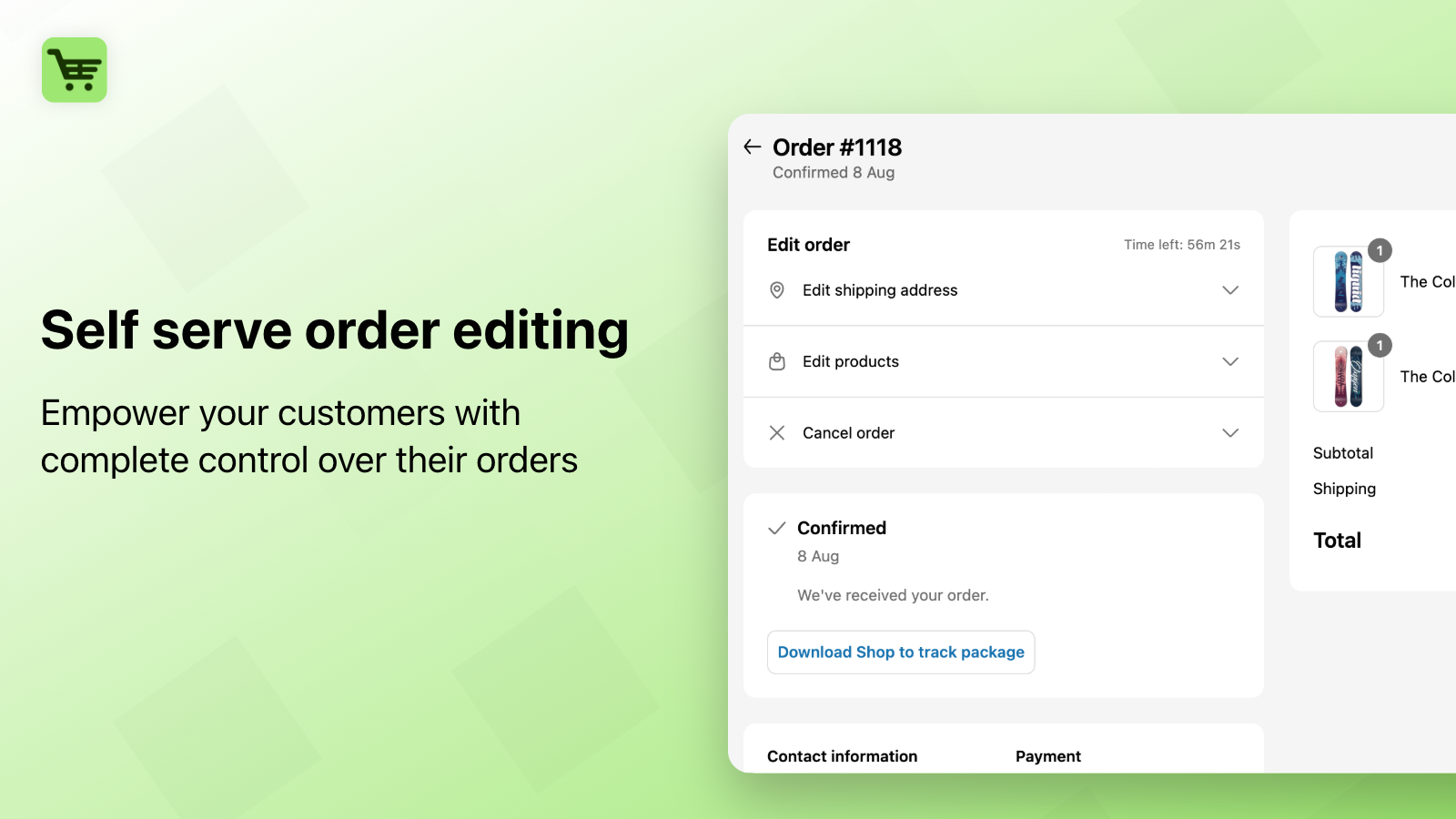 Self server order editing
