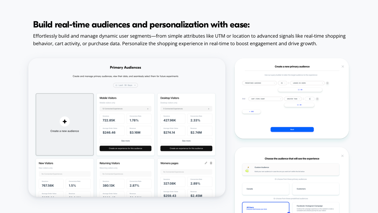 Build real-time audiences and personalization with ease