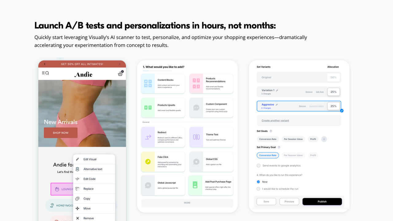 Launch A/B tests and personalizations in hours, not months