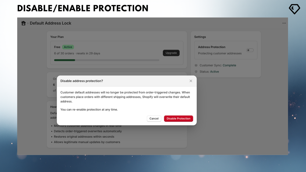 Enable/Disable feature
