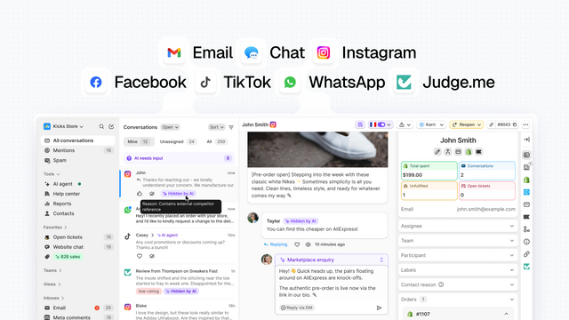 Connect email, chat, meta, tiktok, whatsapp, and judgeme
