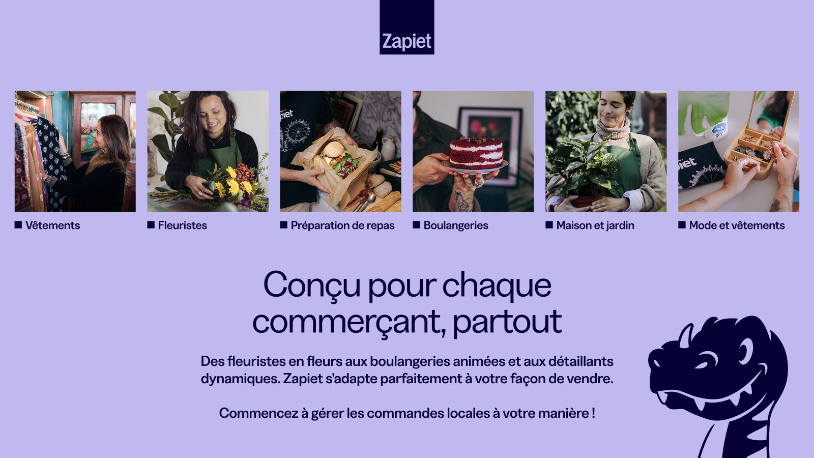 Utilisé par mode, fleuristes, boulangeries, repas et maison