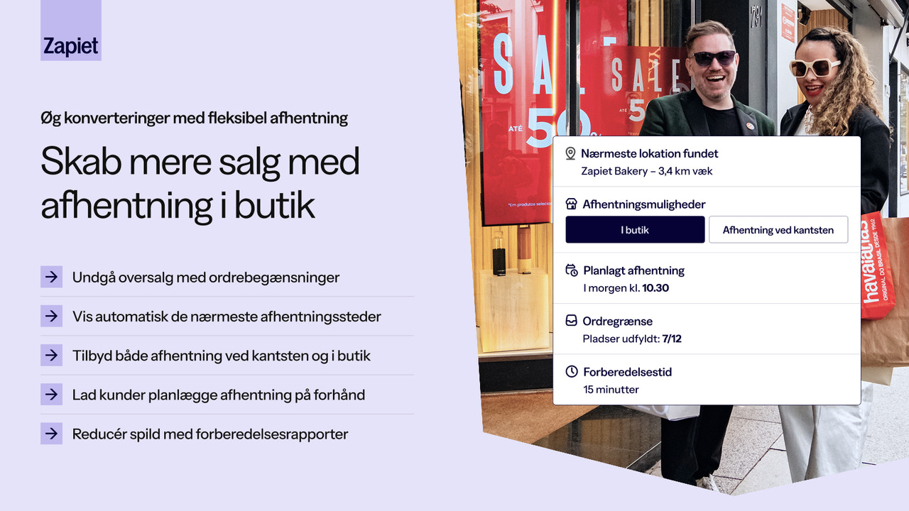 Planlæg afhentning med lokationer og tidsrum