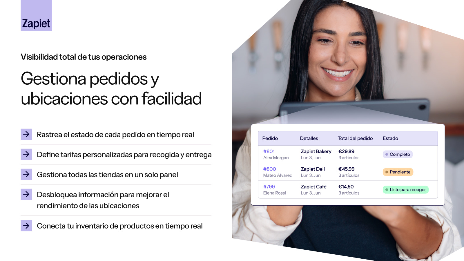Gestión de pedidos y ubicaciones en tiempo real
