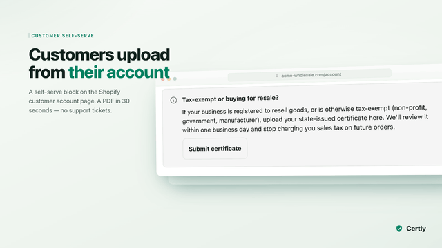 Customer upload cert from account Certly