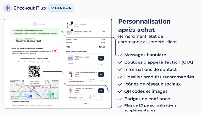 Pages après achat personnalisées avec upsells et information