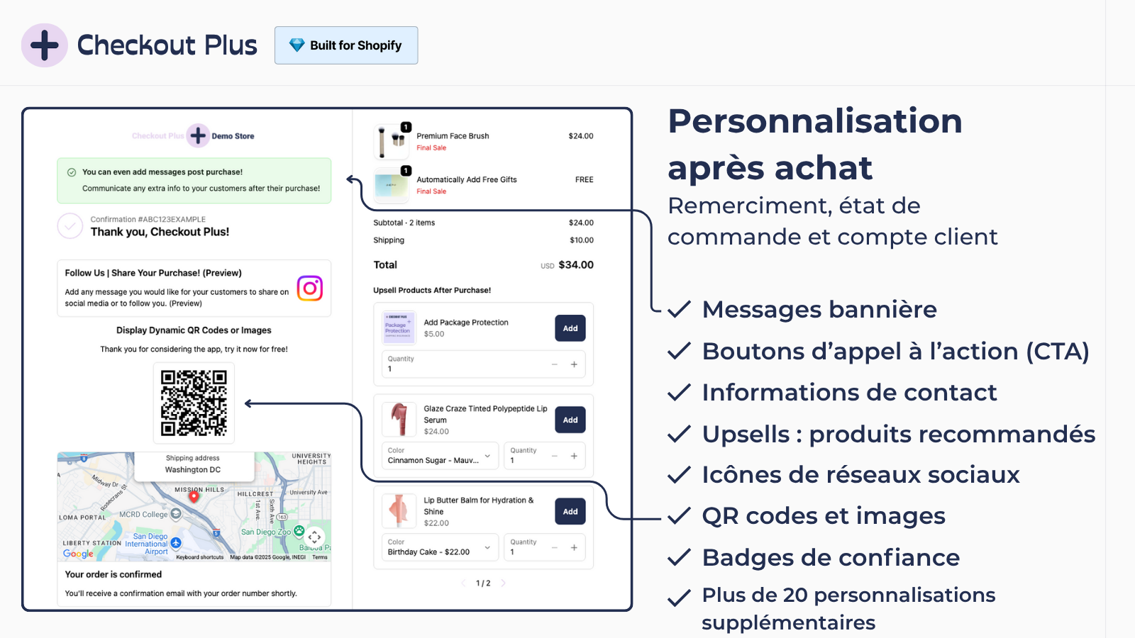 Pages après achat personnalisées avec upsells et information