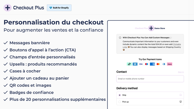 Checkout personnalisé avec upsells et règles avancées