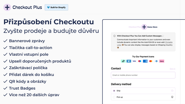 Přizpůsobení Checkoutu s upselly, zprávami a trust badges