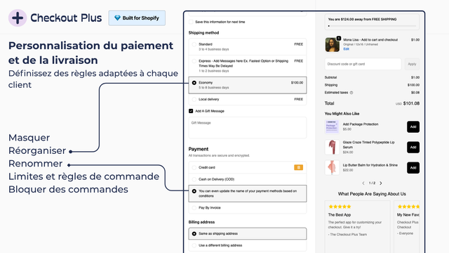 Personnalisation paiement/livraison avec règles conditionnelles