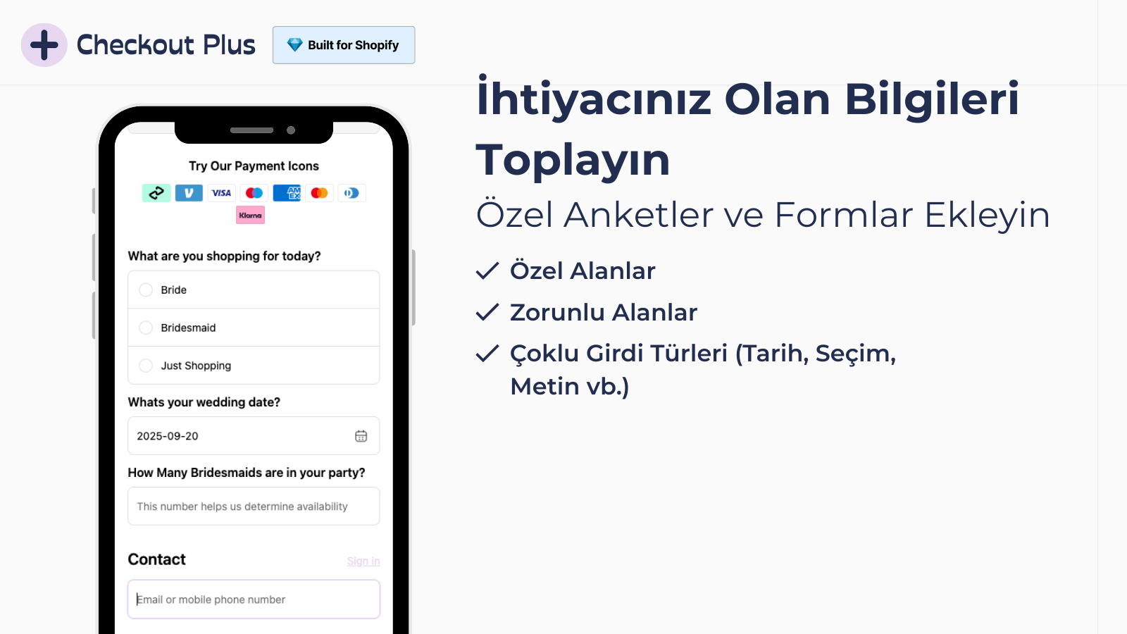 Checkout’ta anketler ve formlar ile müşteri bilgileri toplayın