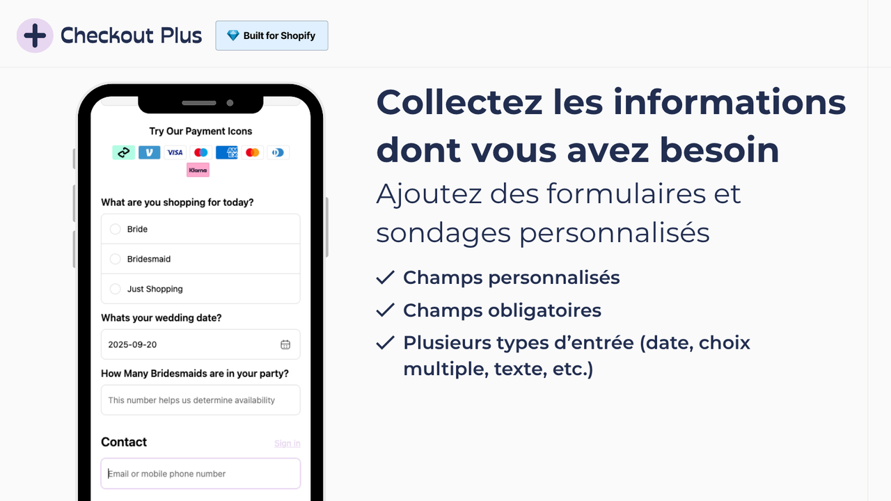 Collecte d’informations au checkout via formulaires et sondages