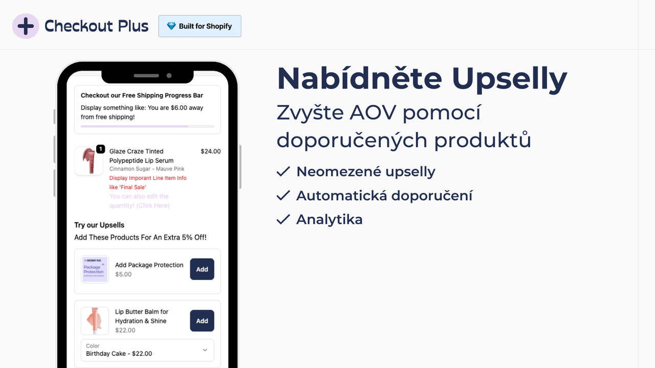 Upselly v Checkoutu s doporučenými produkty