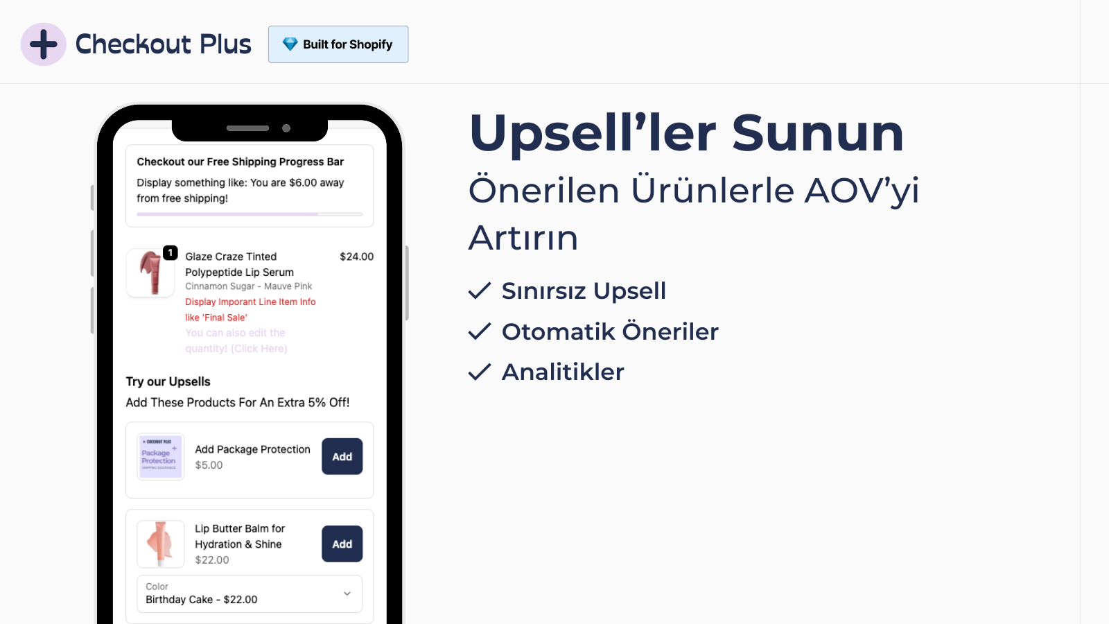 Upsell’lerle önerilen ürünleri göstererek AOV’yi artırın