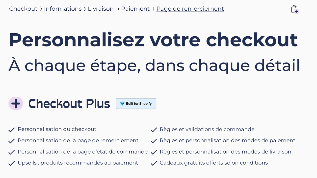 Personnalisation du checkout avec upsells et cadeaux gratuits