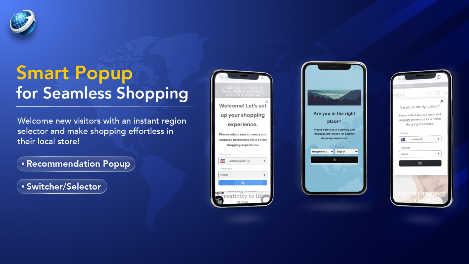 Geolocation currency switcher selector shopify markets