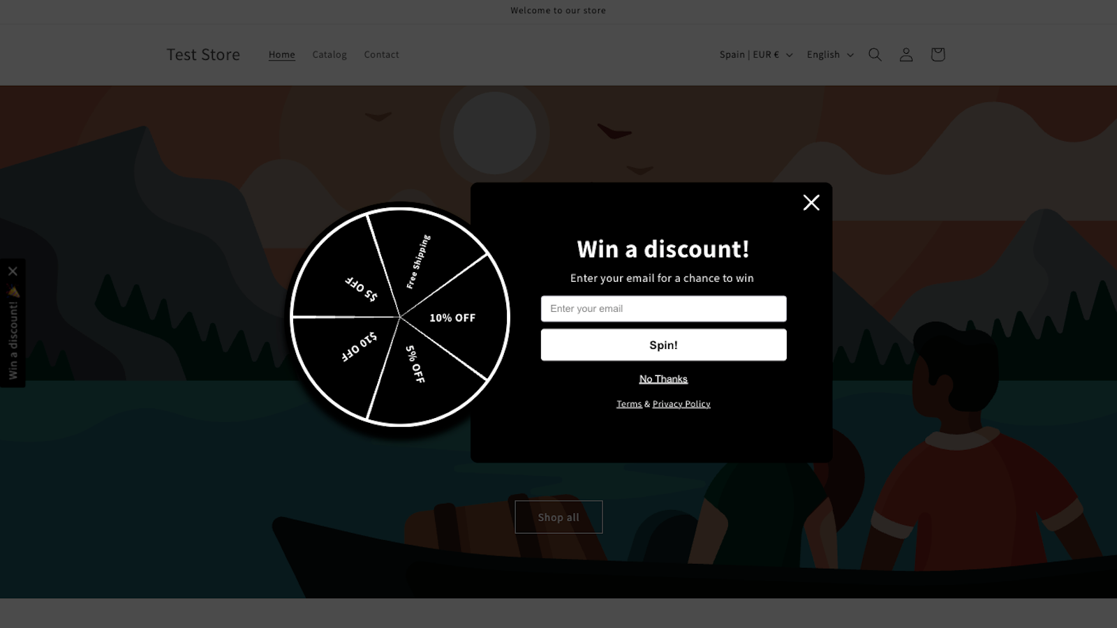 Example of how the Spin the Wheel looks on a store