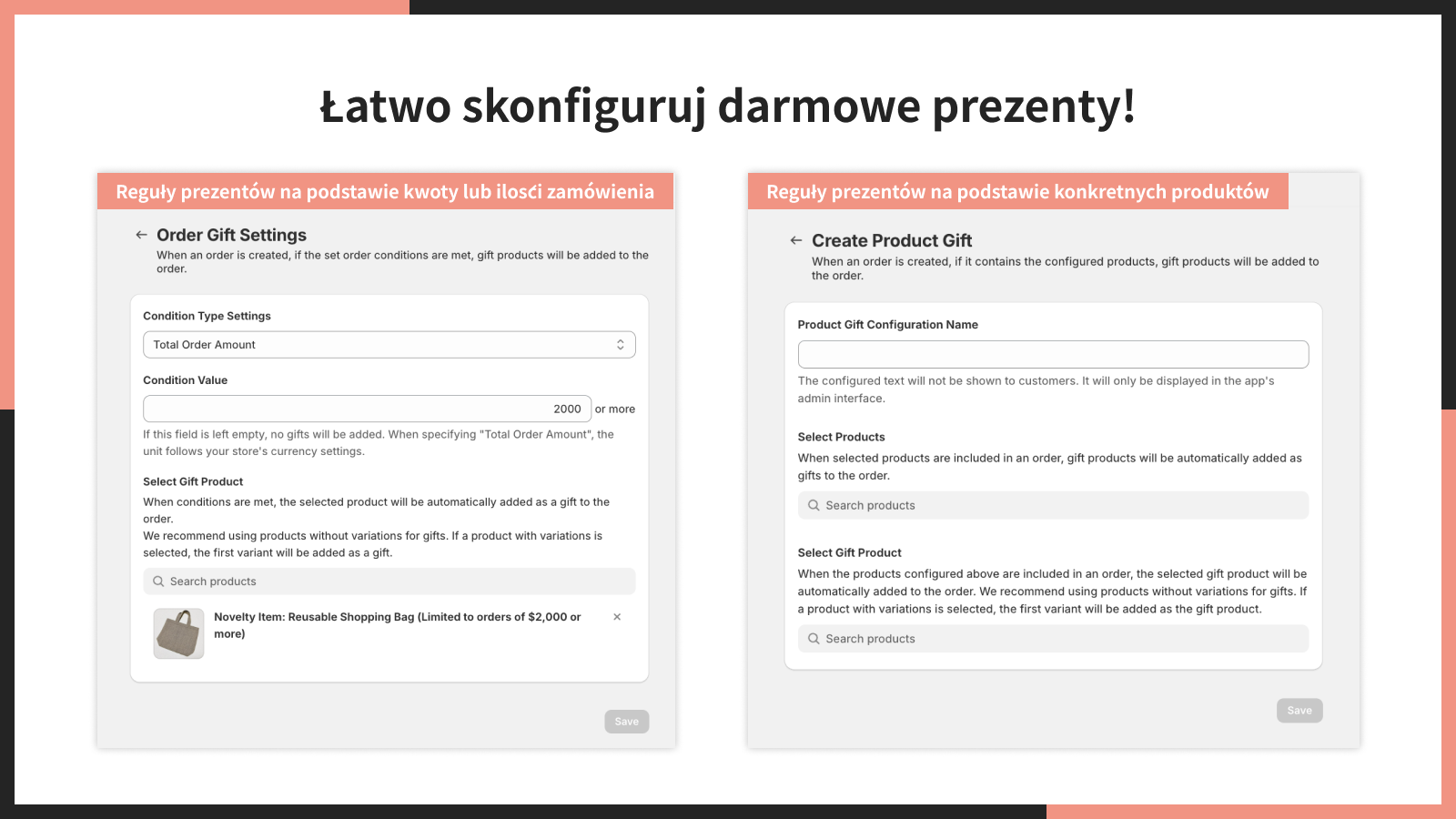 Łatwo skonfiguruj darmowe prezenty!