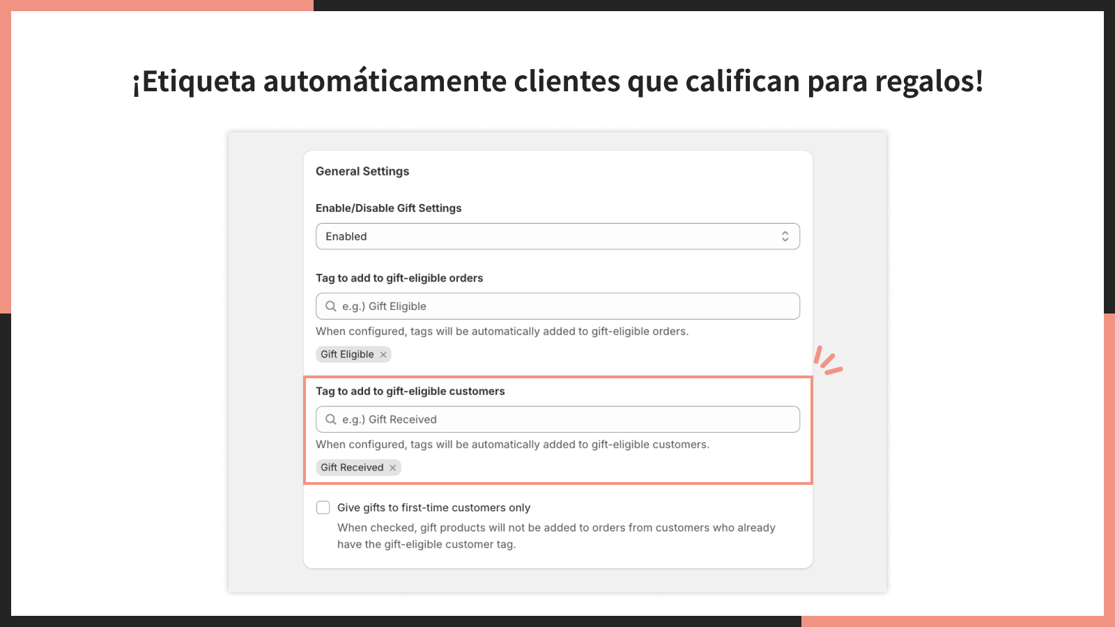 ¡Etiqueta automáticamente clientes que califican para regalos!