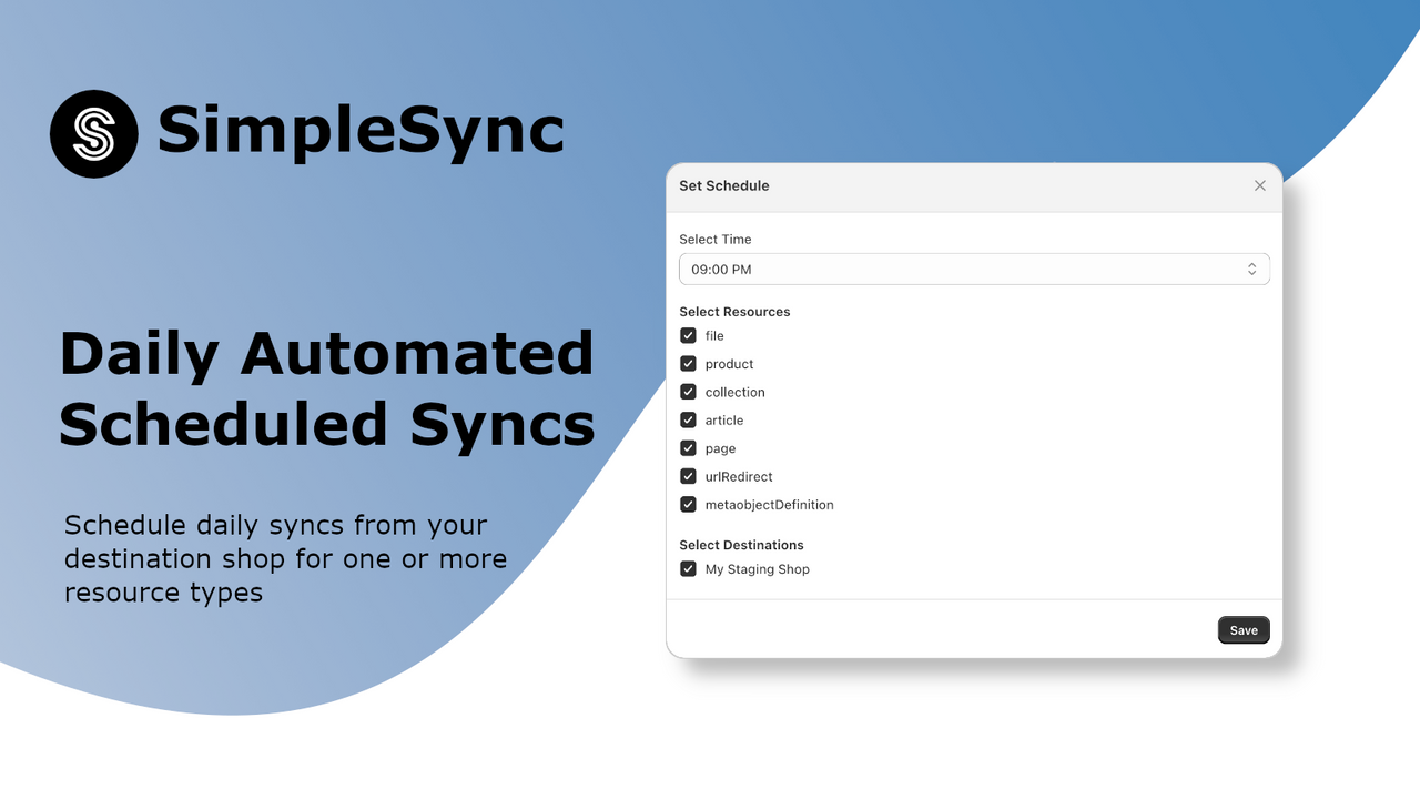 update products using a daily automated scheduled sync or copy