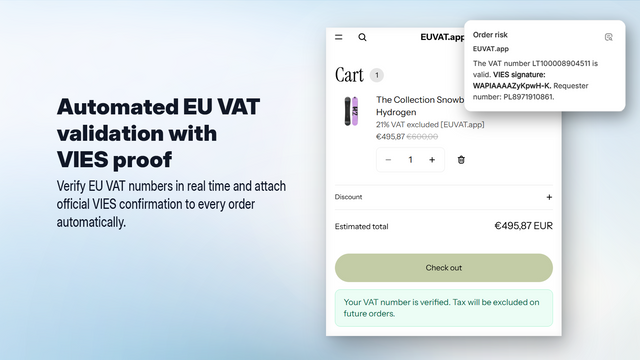 Automated EU VAT validation with VIES proof