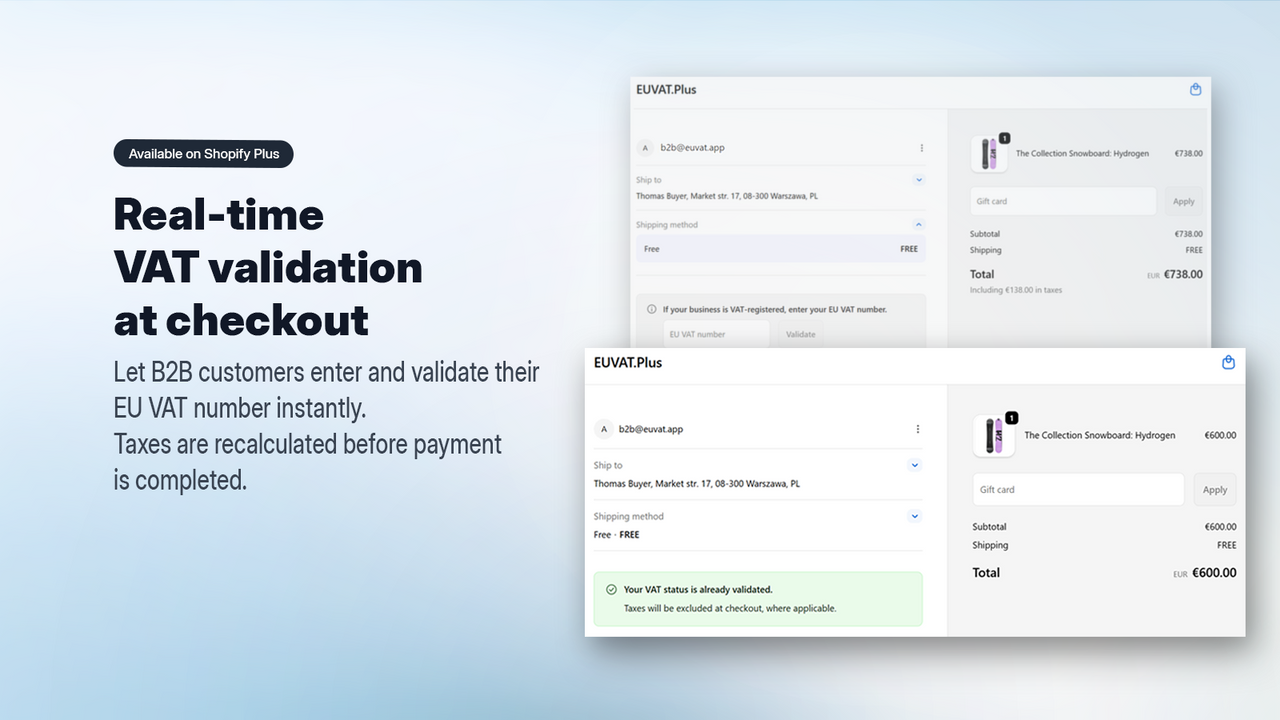 Real-time VAT validation at checkout
