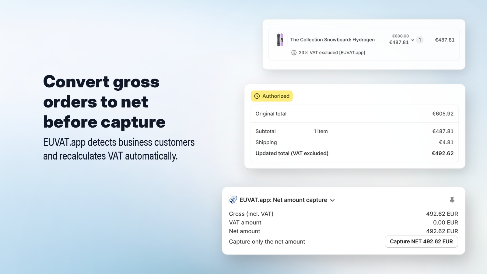 Convert gross orders to net before capture