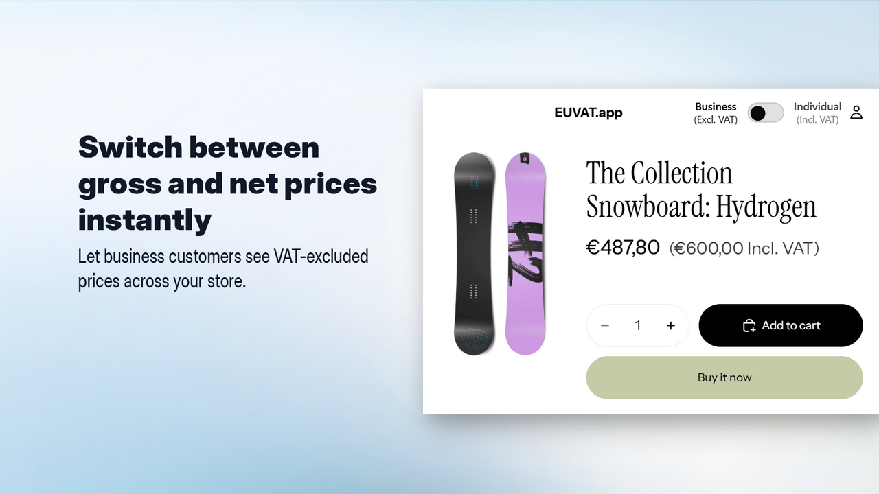 Switch between gross and net prices instantly