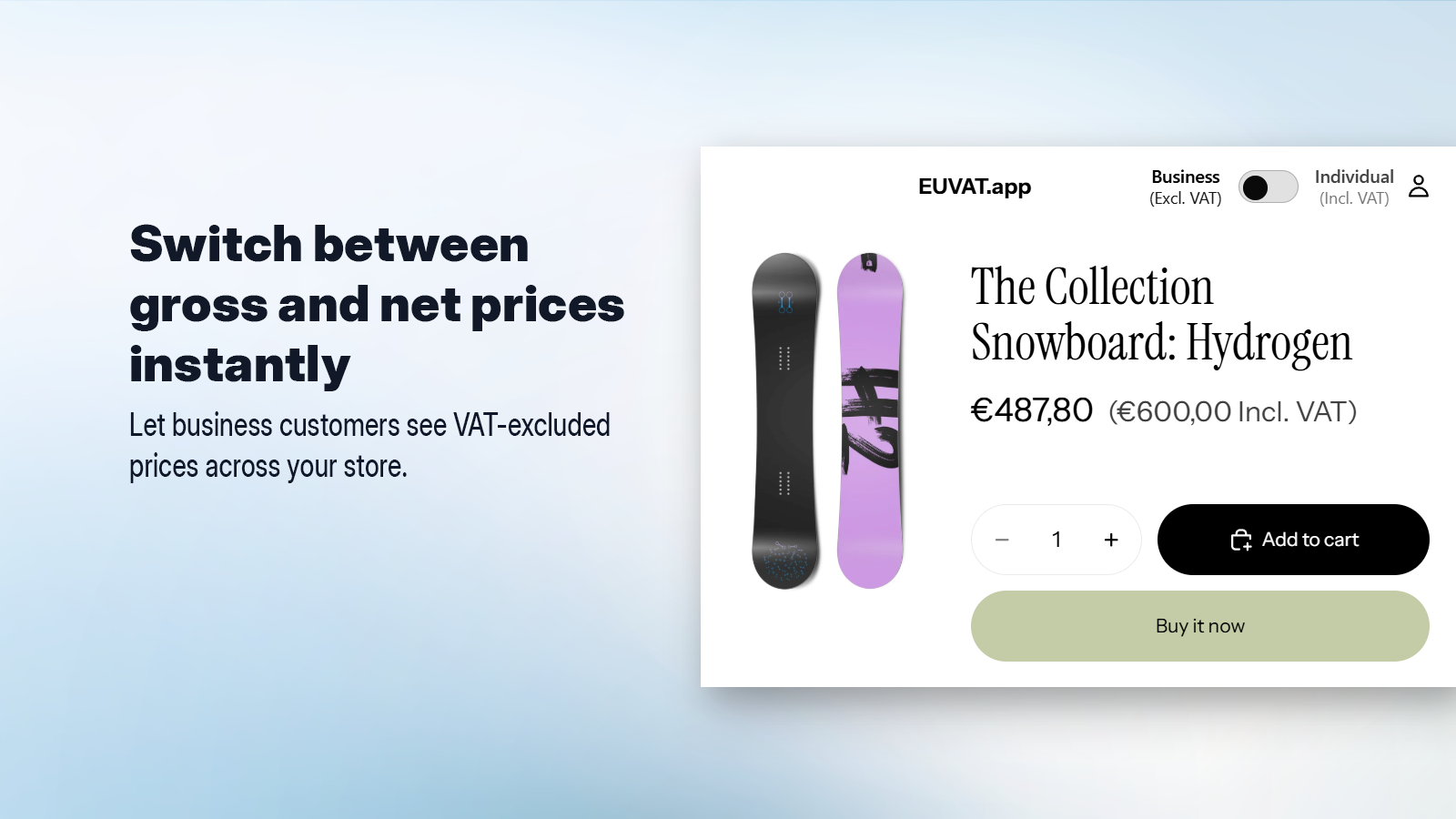 Switch between gross and net prices instantly