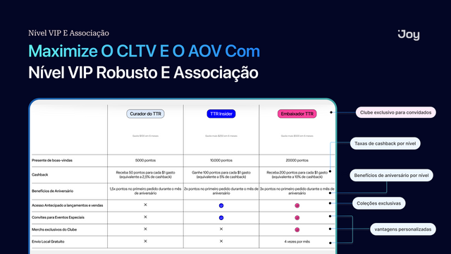 Programa de níveis VIP com vantagens exclusivas para clientes