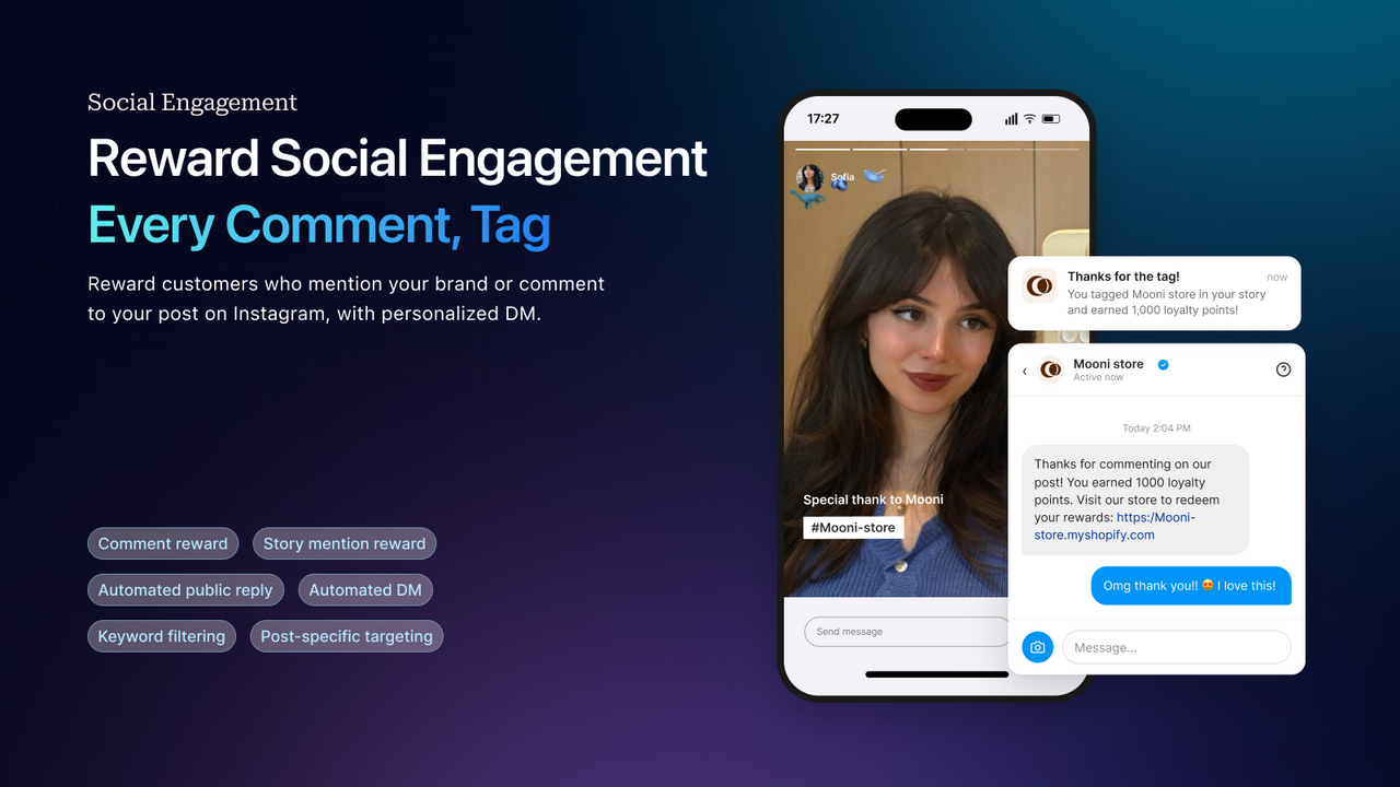 Auto-reward Instagram mentions, comments, and story tags
