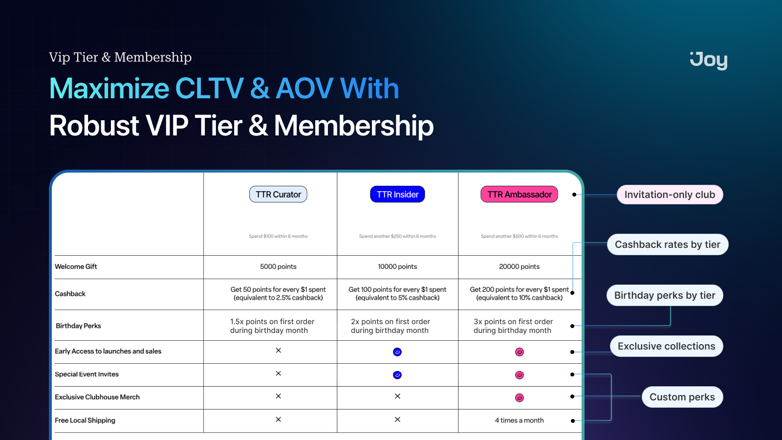 VIP tier membership program with exclusive customer perks