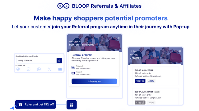 BLOOP referral make happy shoppers referrers