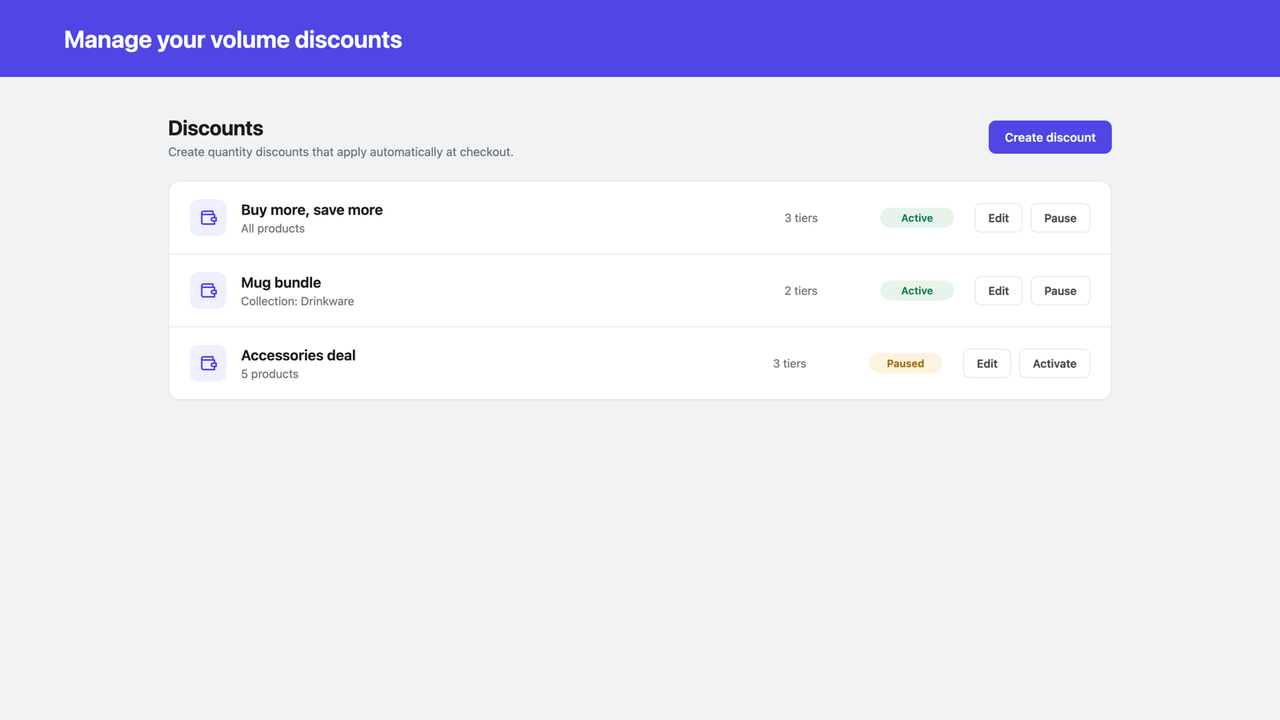 Manage your volume discounts