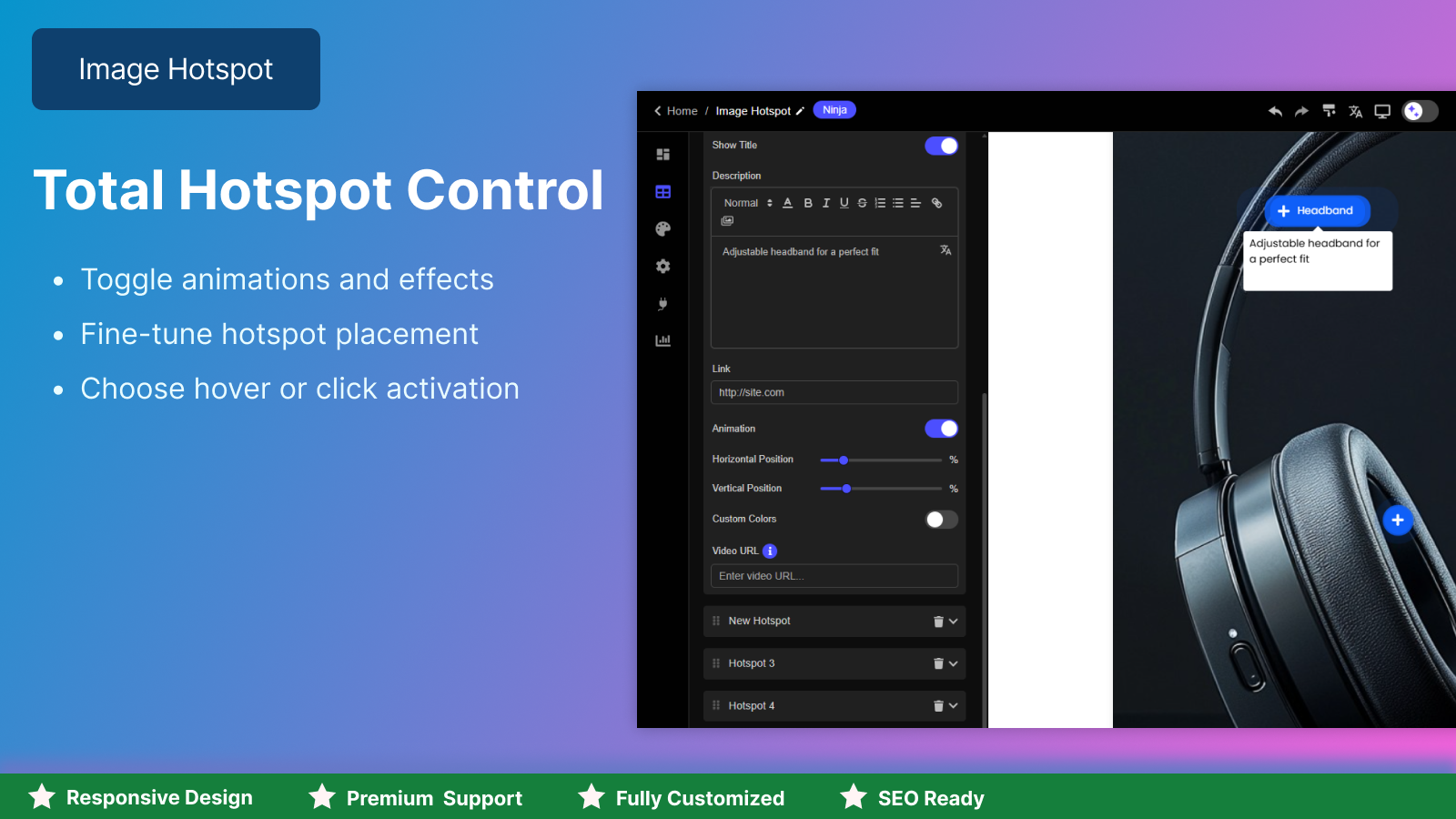 Control animations, placement, and activation modes