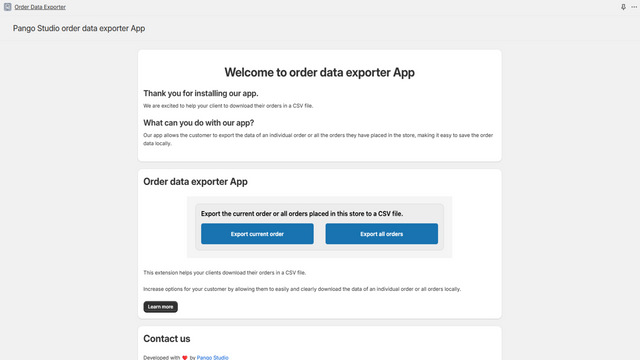 Dashboard view of the app.