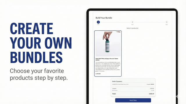 CREATE YOUR OWN BUNDLES step-by-step app screen