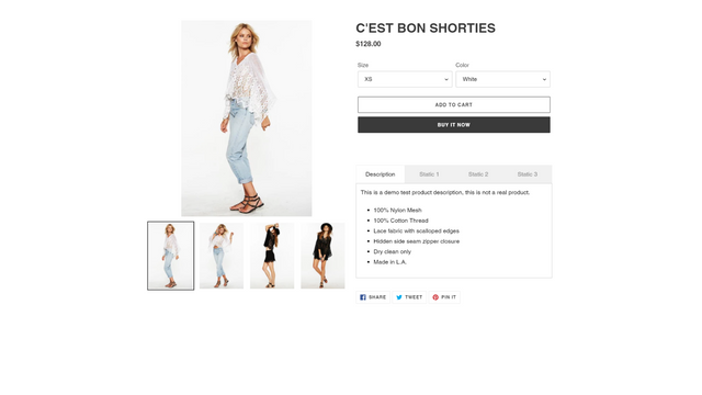 App working on product page.