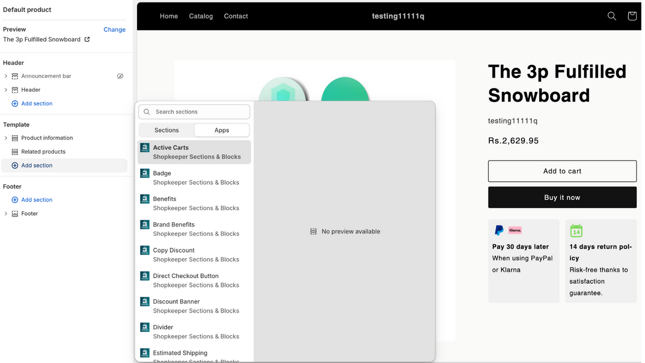 Customization Page
