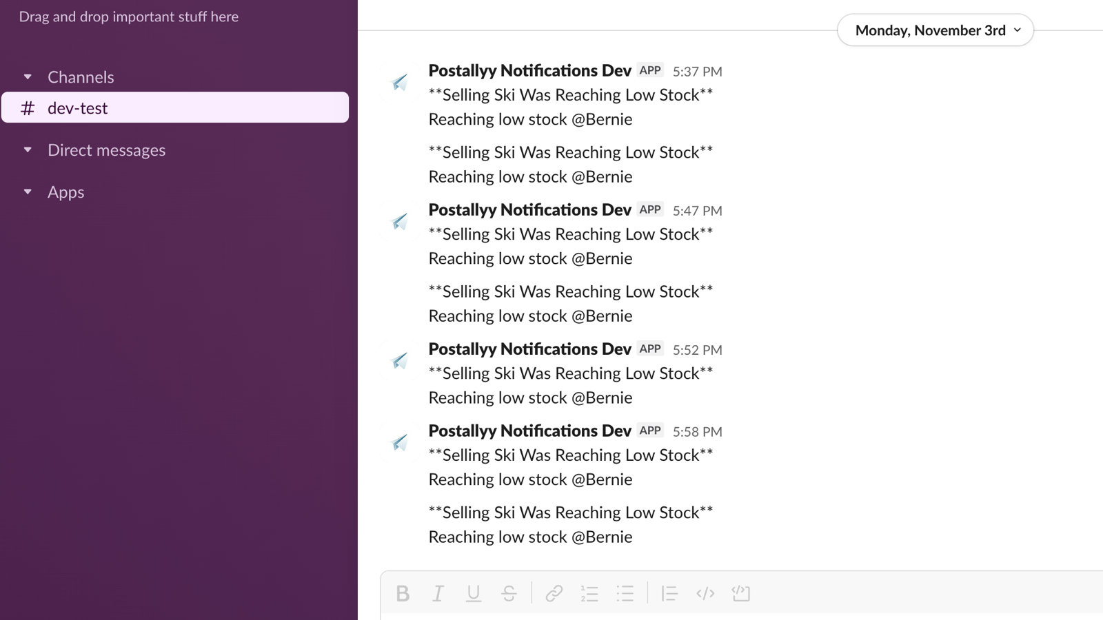 slack notified messages