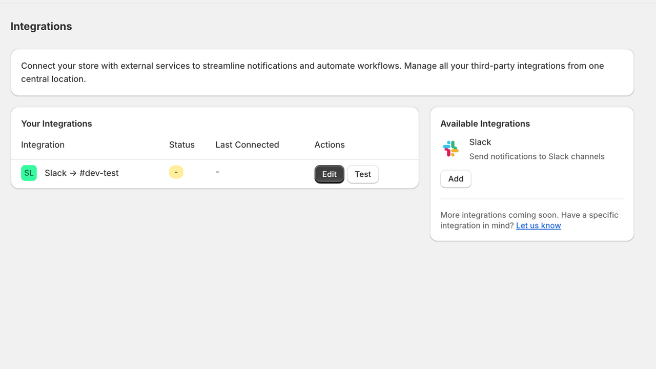 integrations page