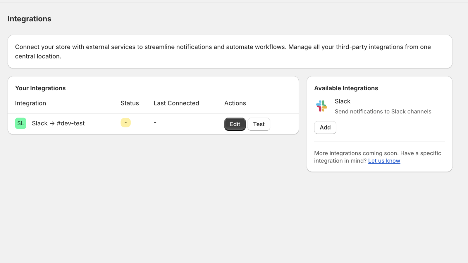 integrations page