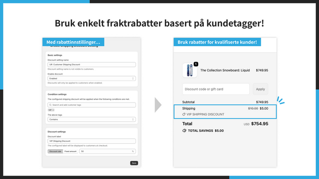 Bruk enkelt fraktrabatter basert på kundetagger!
