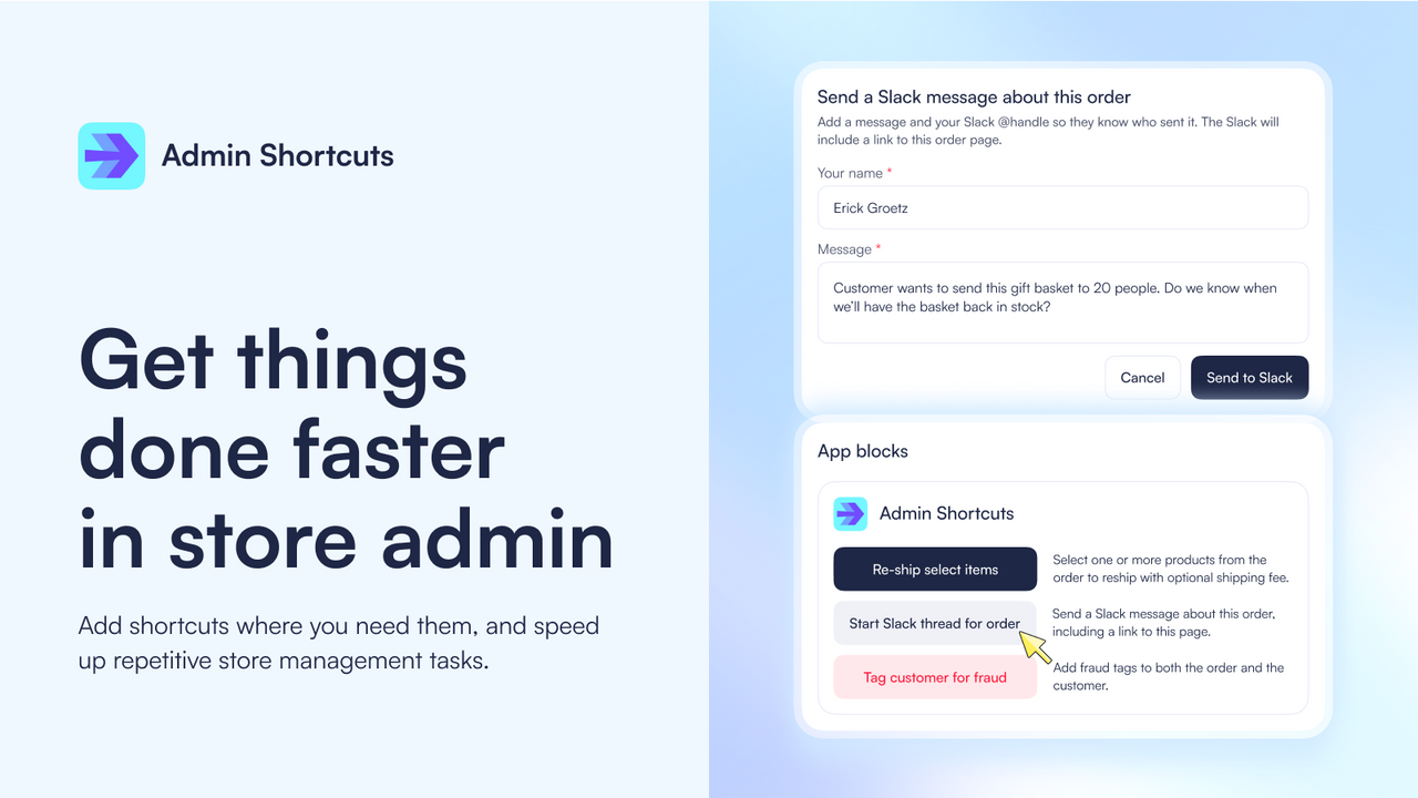 Customize Shopify admin to simplify common management tasks