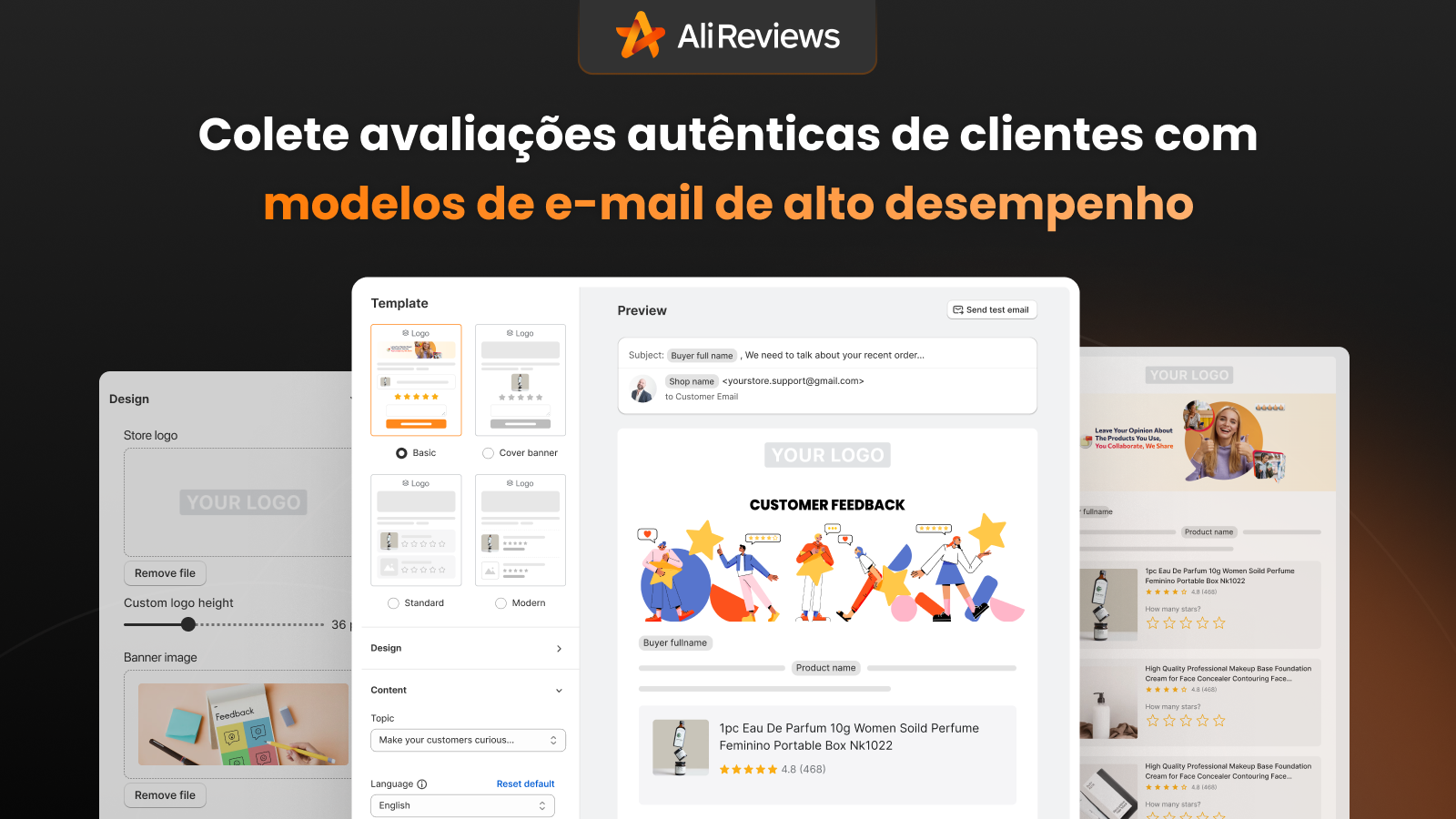 Ali Reviews coleta avaliações auto c/ e-mails de alta conversão.