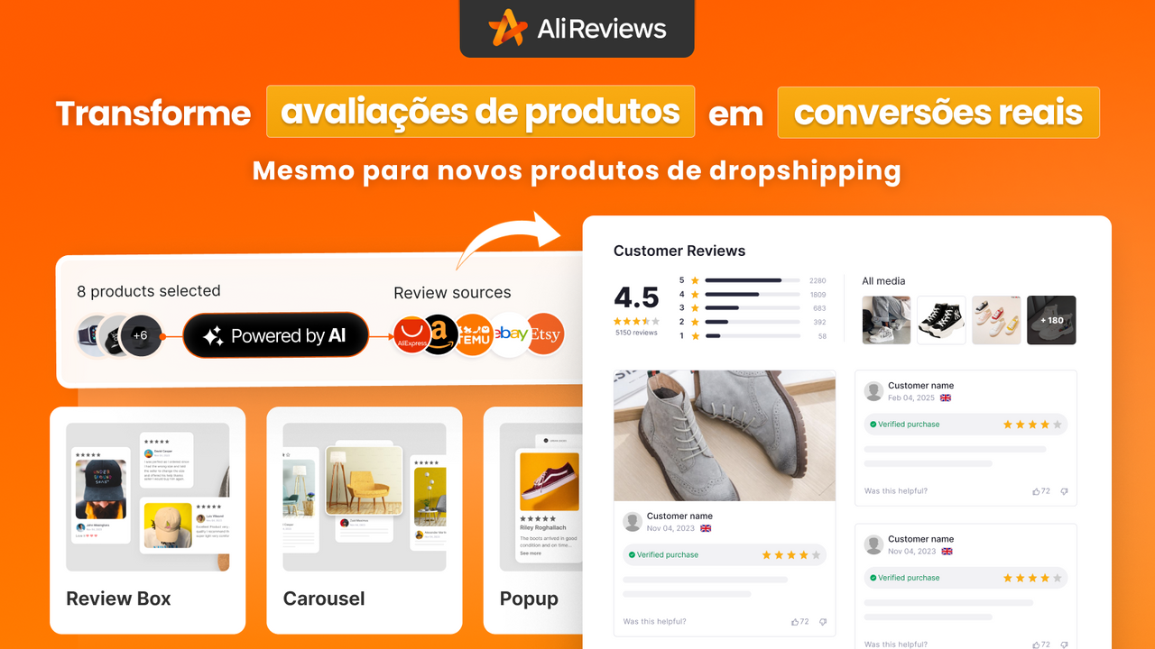 Transforme avaliações em conversões com Ali Reviews