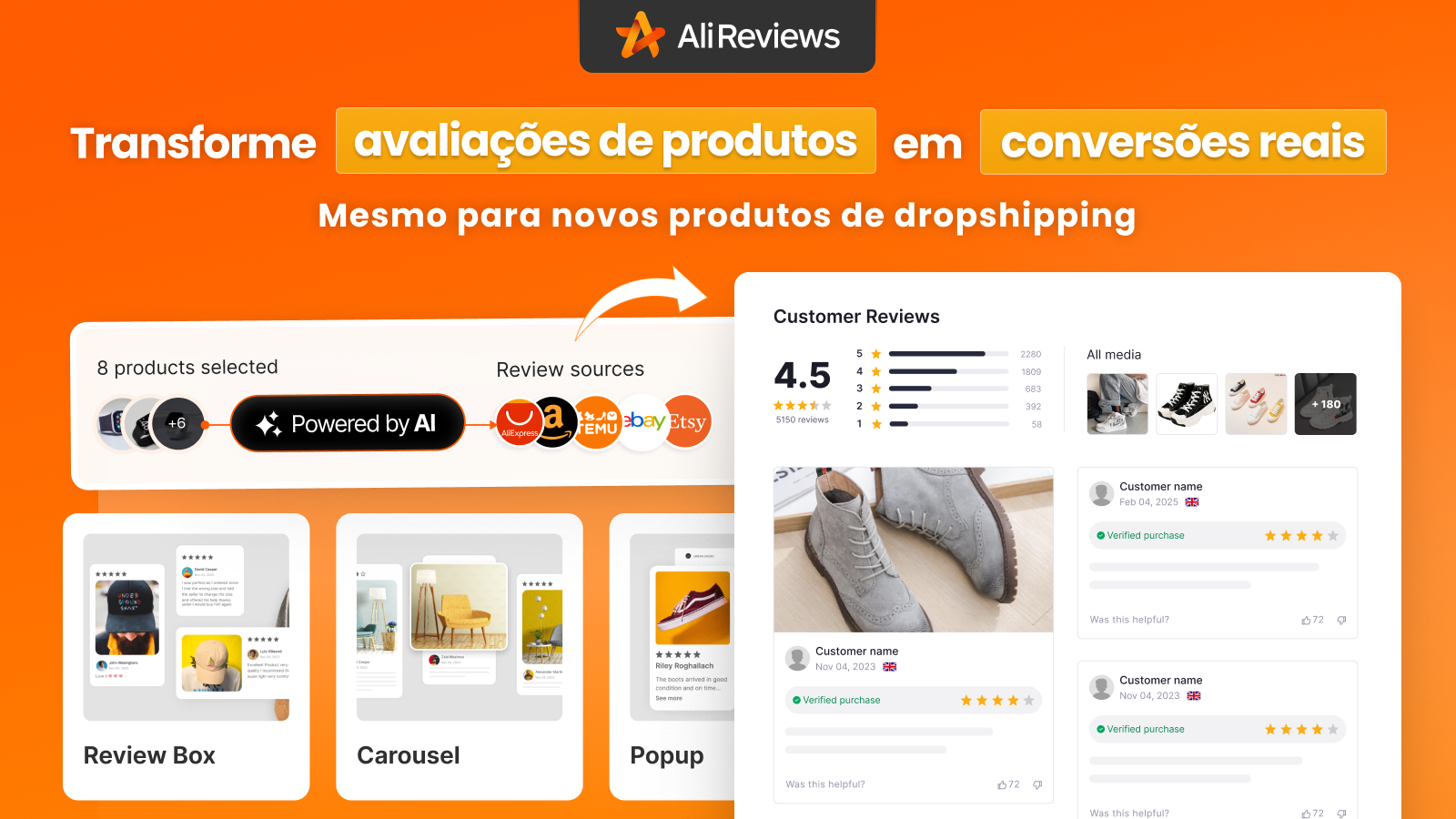 Transforme avaliações em conversões com Ali Reviews