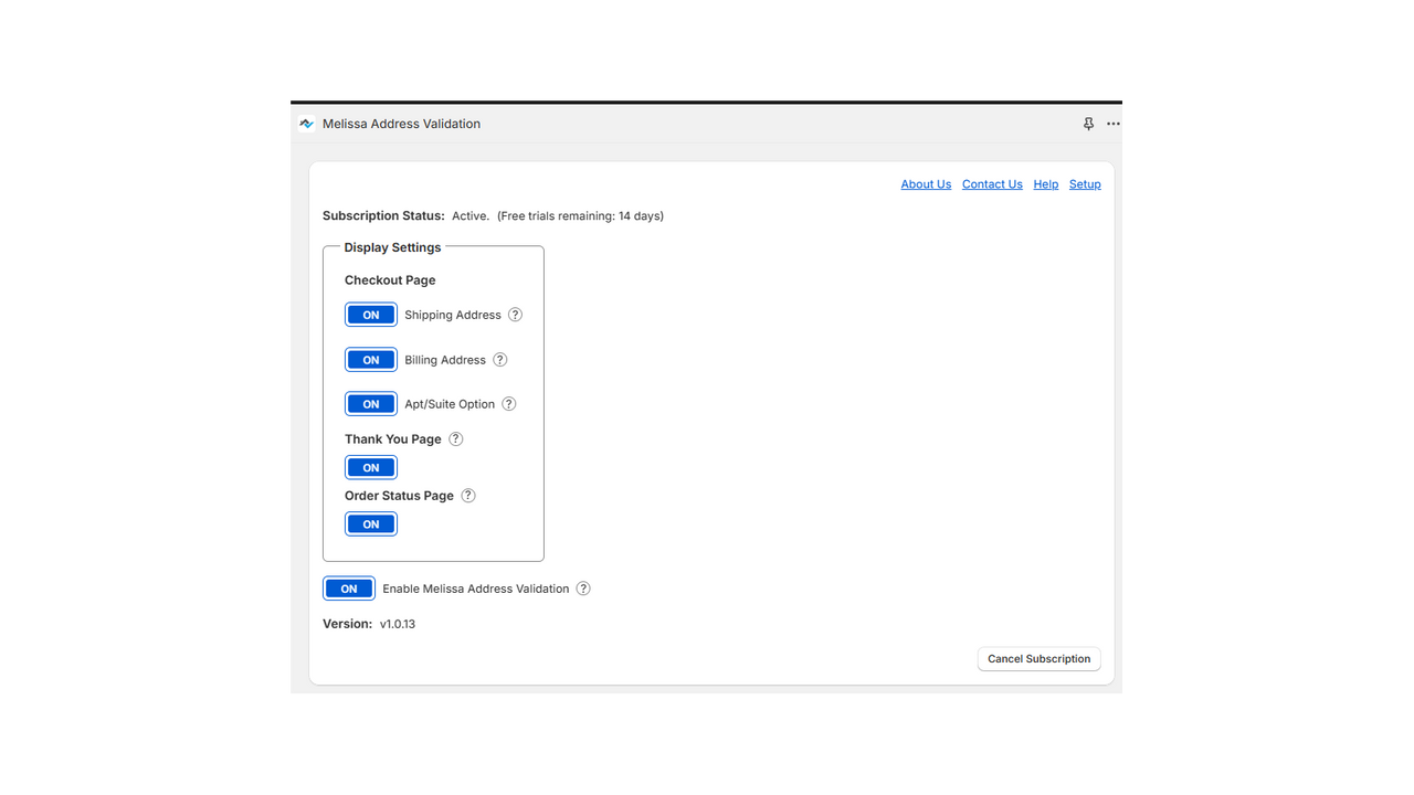 Melissa Address Validation Interface