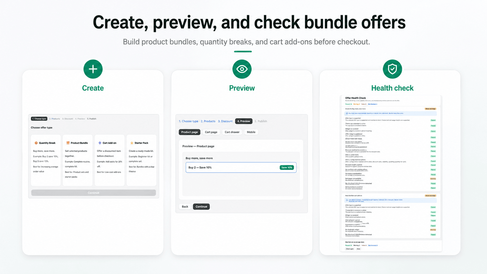 Bundle workflow with preview and health checks